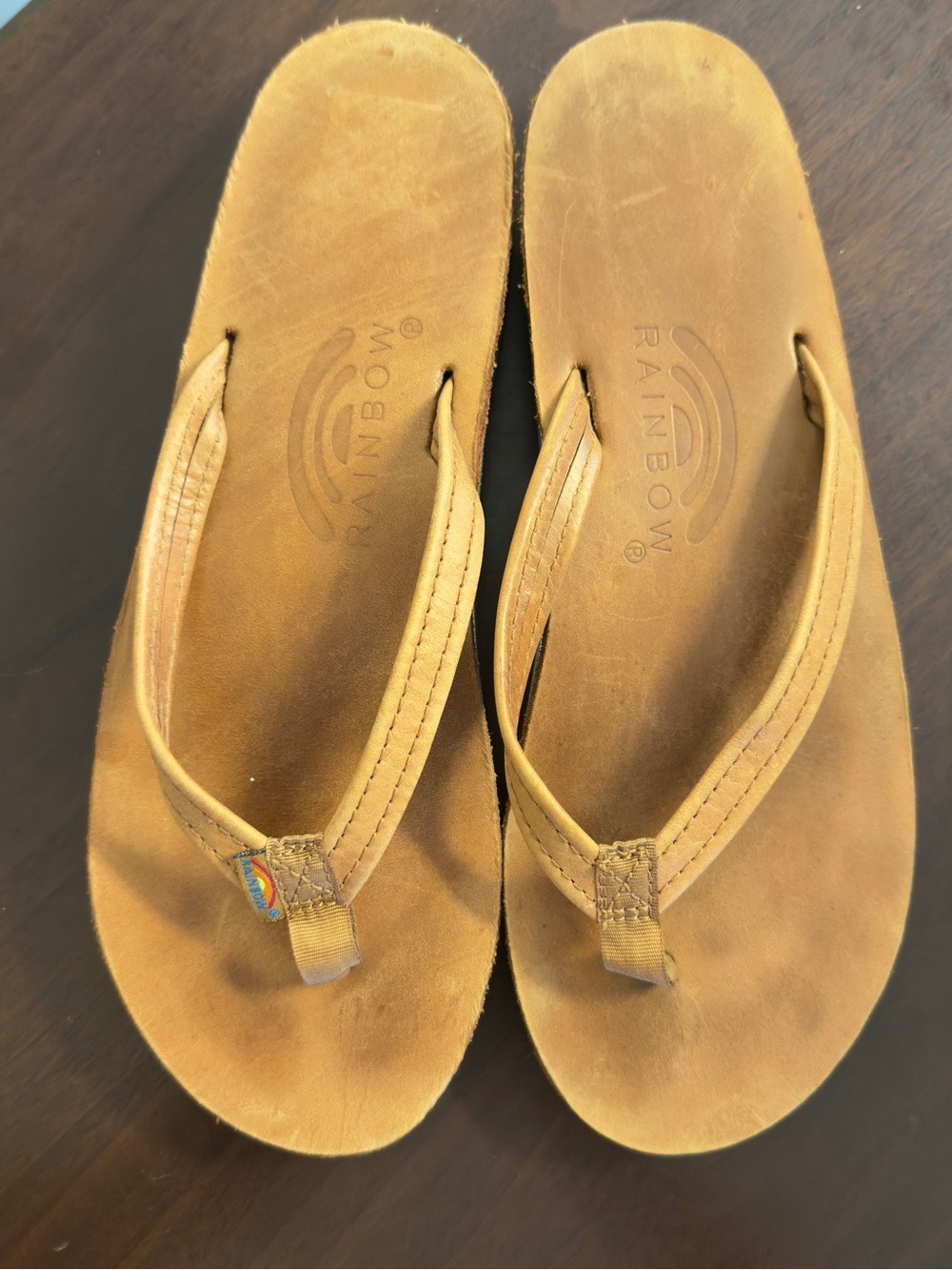 Rainbow Women's Tan Leather Flip Flops 7 - 7 1/2